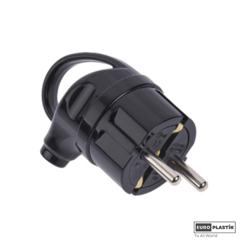 L Type Earthed Male Plug with Handle (Black)